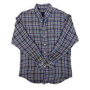 Scott Barber 100% Linen Plaid Button Down Shirt Classic Preppy Men's Sz Medium
